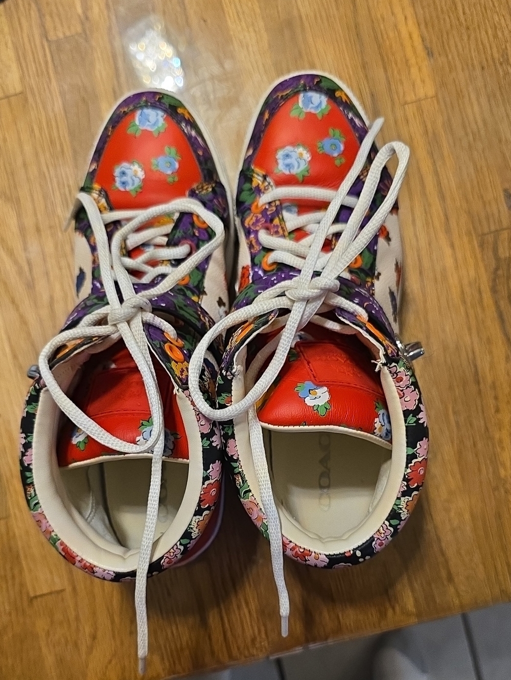 Coach Ladies Floral Red and Purple Low-Top Sneakers - Picture 11 of 11